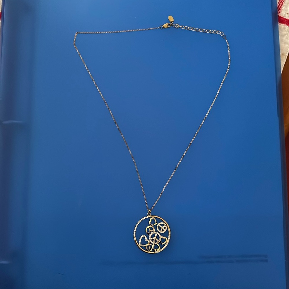 18 in heart and peace sign necklace